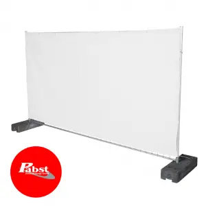 Mobil-/Bauzaun mit weißer Sichtschutzplane