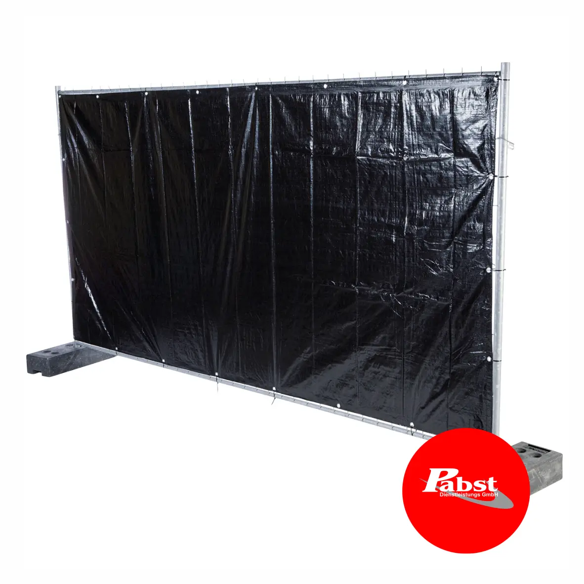 Mobilzaun mit schwarzer Plane